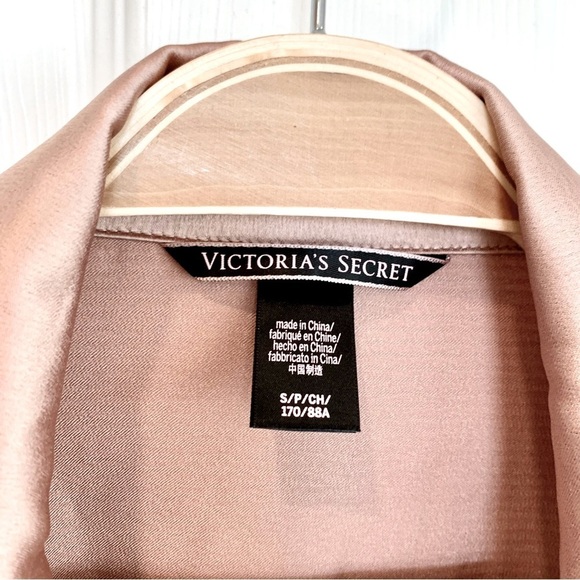 VS Beige Satin Double-Breasted Jacket Trench Coat Lingerie Robe Style Dress - Picture 9 of 10